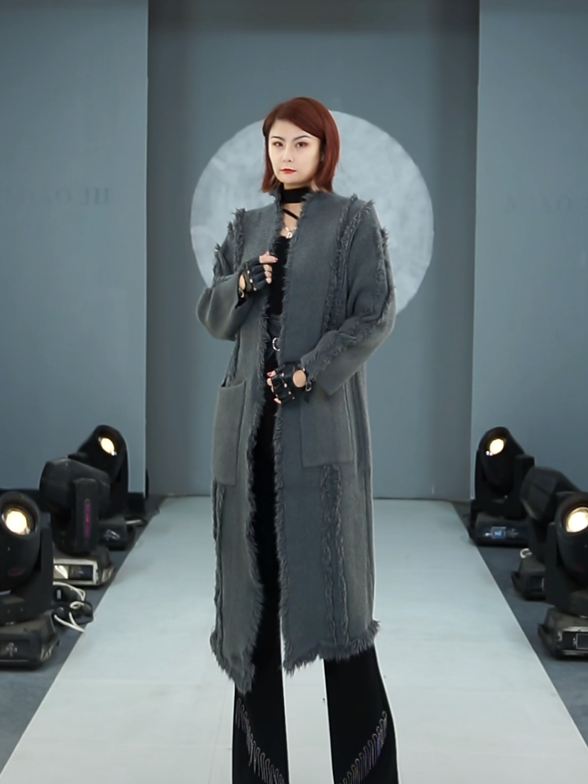 长款流苏开衫毛衣