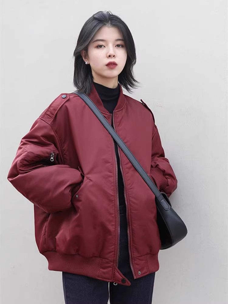 雅鹿羽绒服女冬季2024年新款宽松秋冬美式飞行员夹克羽绒服外套加