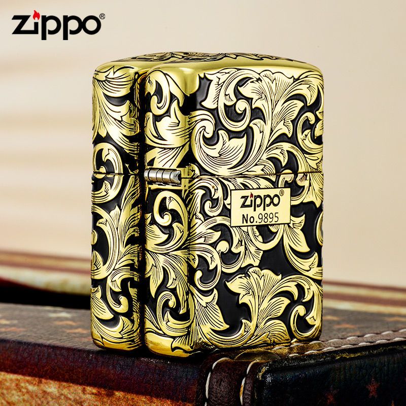 Zippo打火机黑金五面唐草盔甲机男收藏礼物之宝原装防风煤油DYJ1