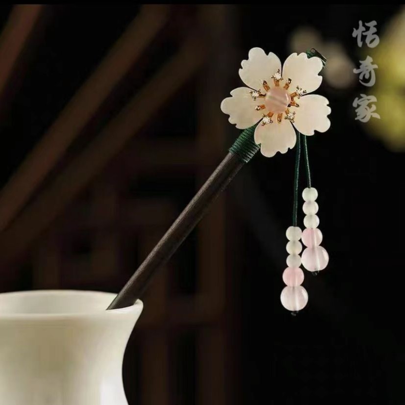 恬奇家0033"青鸟月鸣"步摇簪子女高级简约盘发发簪