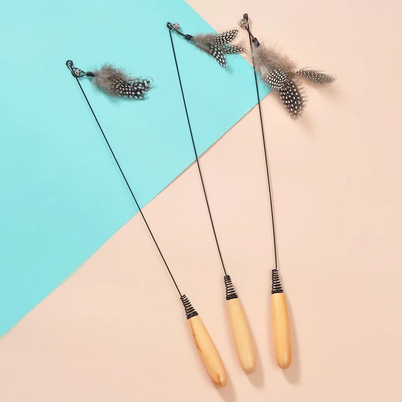 萌宠好物网红CFA.赛级木柄弹簧逗猫棒羽毛铃铛可拆卸替换猫咪玩具