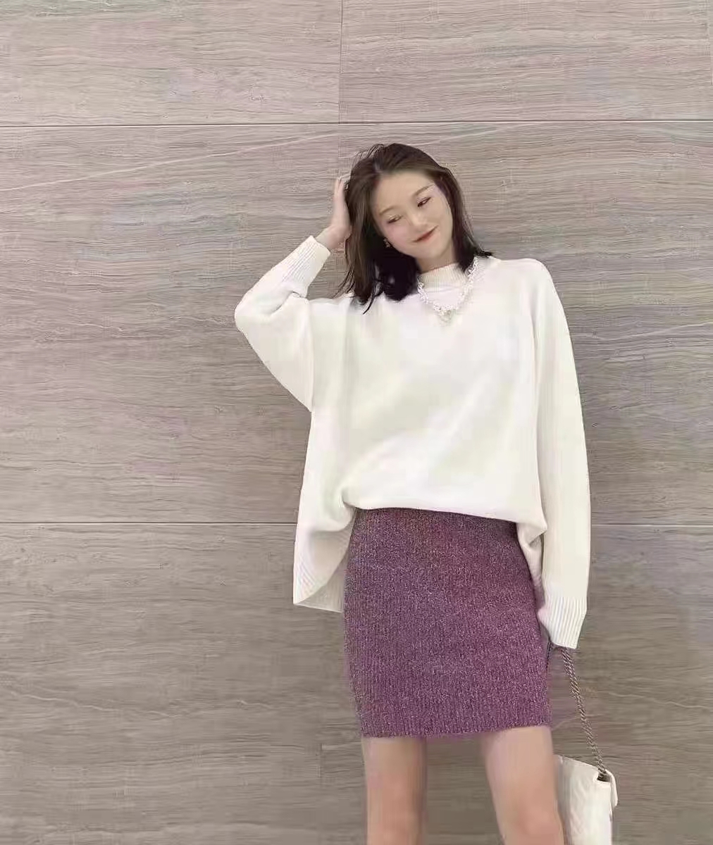 阿家紫色秋冬针织裙时尚休闲5299011（不退换）