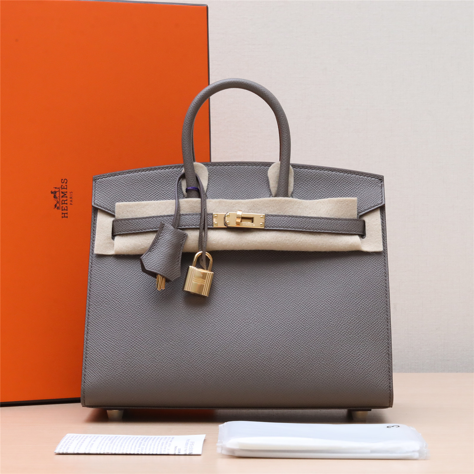 99新 Hermes/爱马仕 活动【小花Han】Birkin 25 锡器灰 Ep皮 Z刻 包