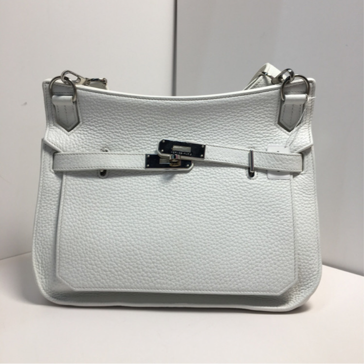 99新 Hermes/爱马仕 【小花Han】吉普赛 28 白色 TC皮 框N 银扣