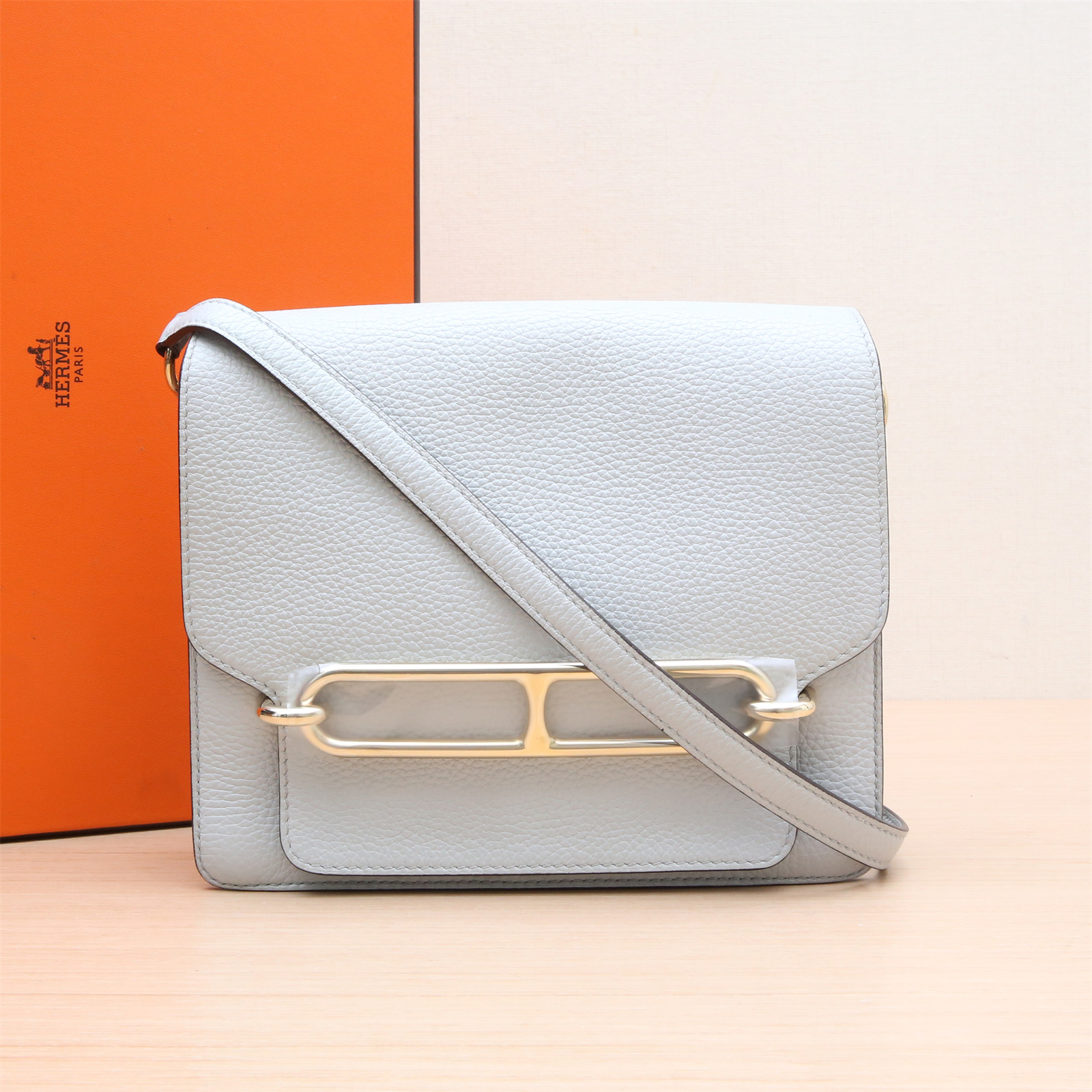 95新 Hermes/爱马仕 活动【小花Han】 猪鼻子 23冰川蓝TC皮 Z刻 包