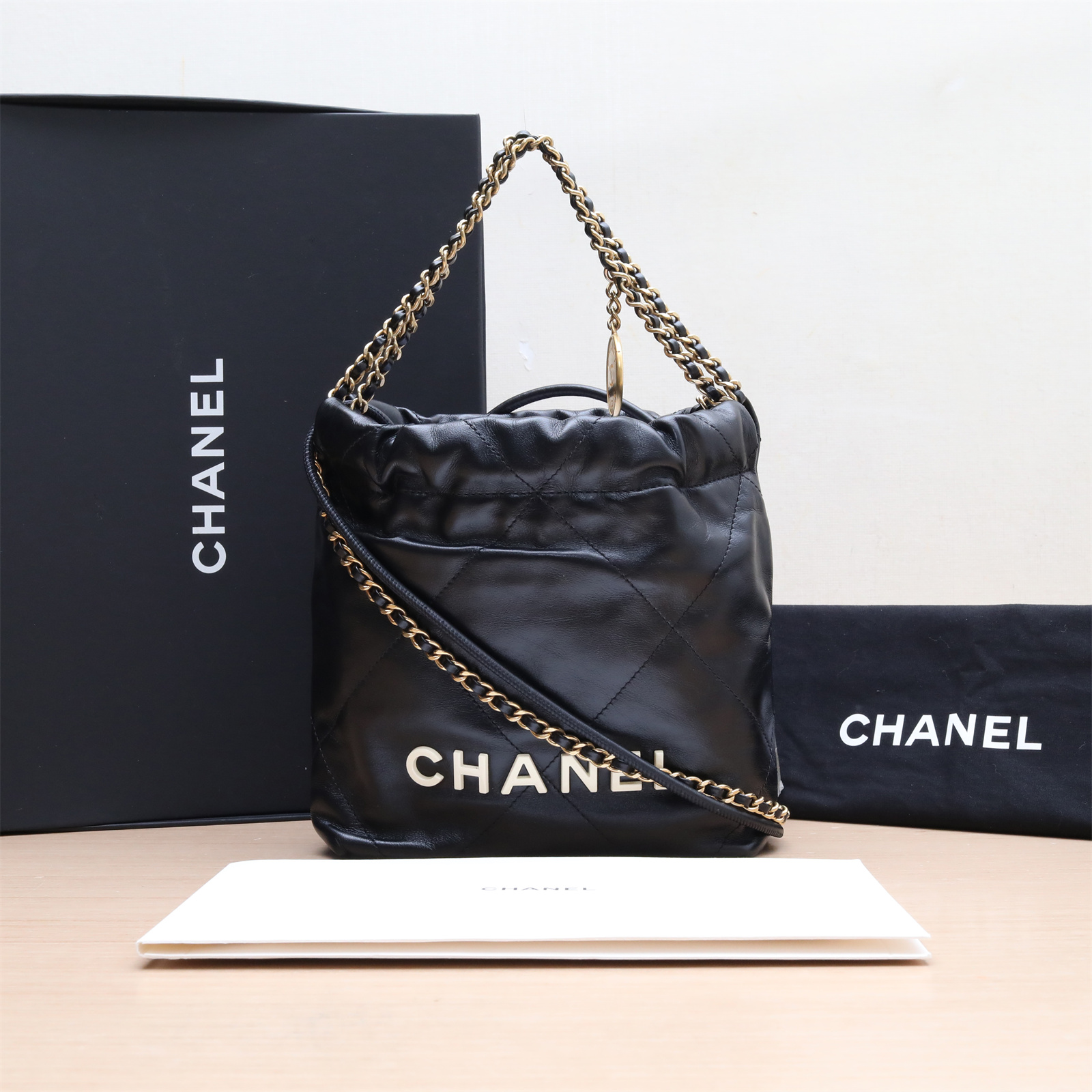 99新 Chanel/香奈儿 外【小花Han】22Bag 托特包 Mini 芯片开白扣包