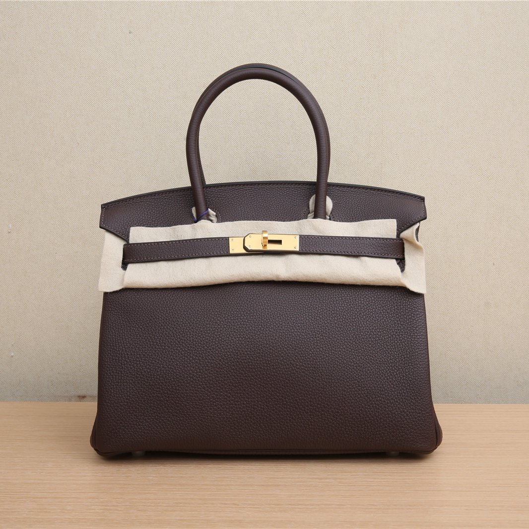 99新 Hermes/爱马仕 活动【小花Han】BIRKIN 巧克力色 Tg皮 Y刻 包