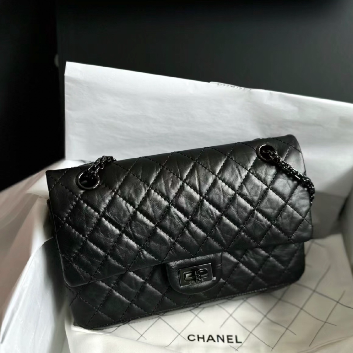 99新  JF-700【小花念念】2.55 口盖包 小号 24cm 黑色 芯片开 黑扣