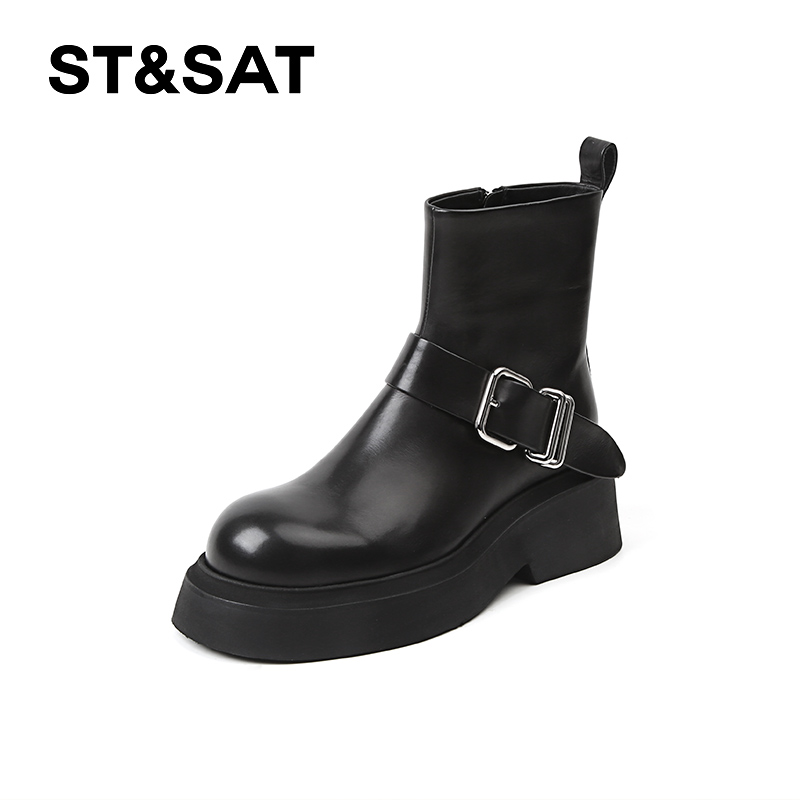 女士时尚秋冬马丁靴百搭英伦风短筒