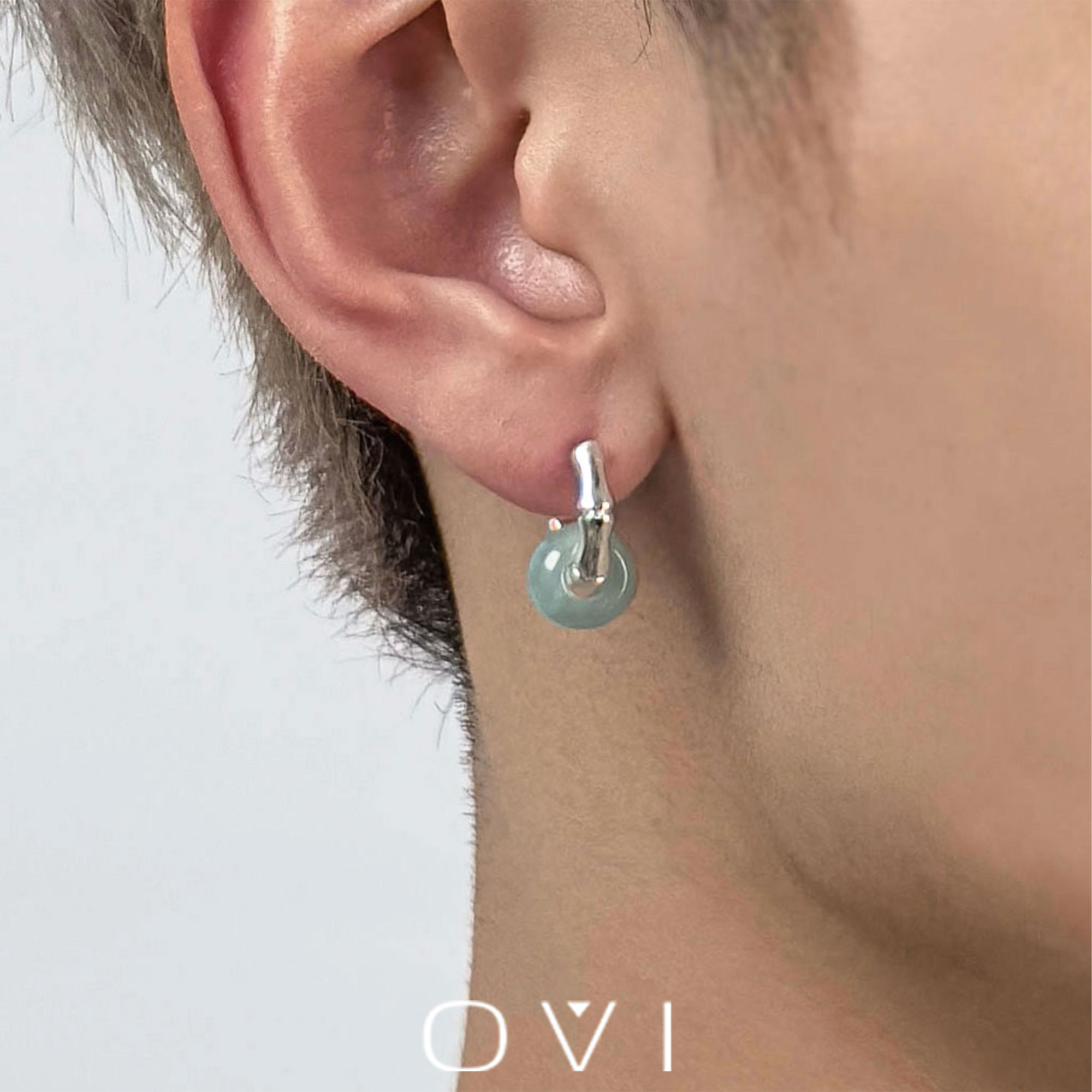 OVI 铜合金耳饰 新中式国风耳钉天然石简约竹节耳饰轻奢高级耳环