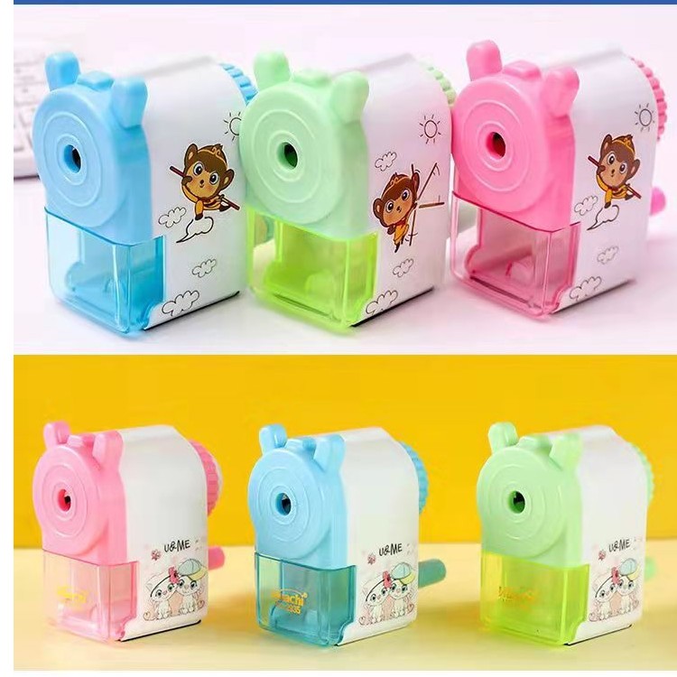小学生专用自动进铅笔削笔器+5个橡皮擦+3支铅笔文具蓝色削笔刀