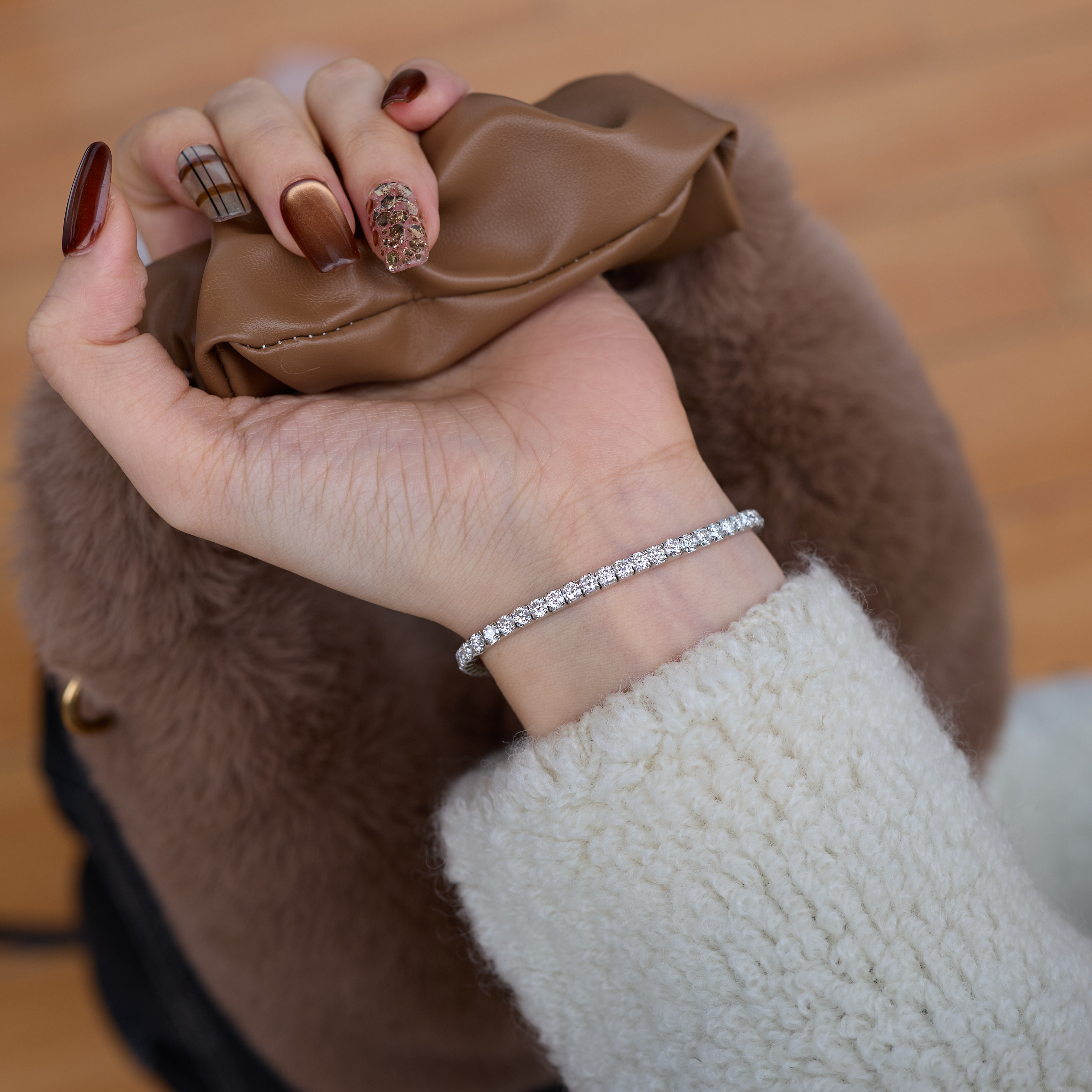 925银莫桑石手链 永夜星河弹力手链 时尚轻奢百搭大众满镶款Y