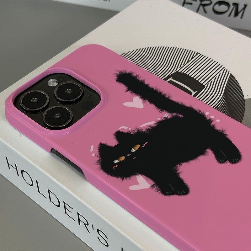 巧壳炸毛黑猫苹果14手机壳iphone13promax菲林11防摔12创意15PLUS