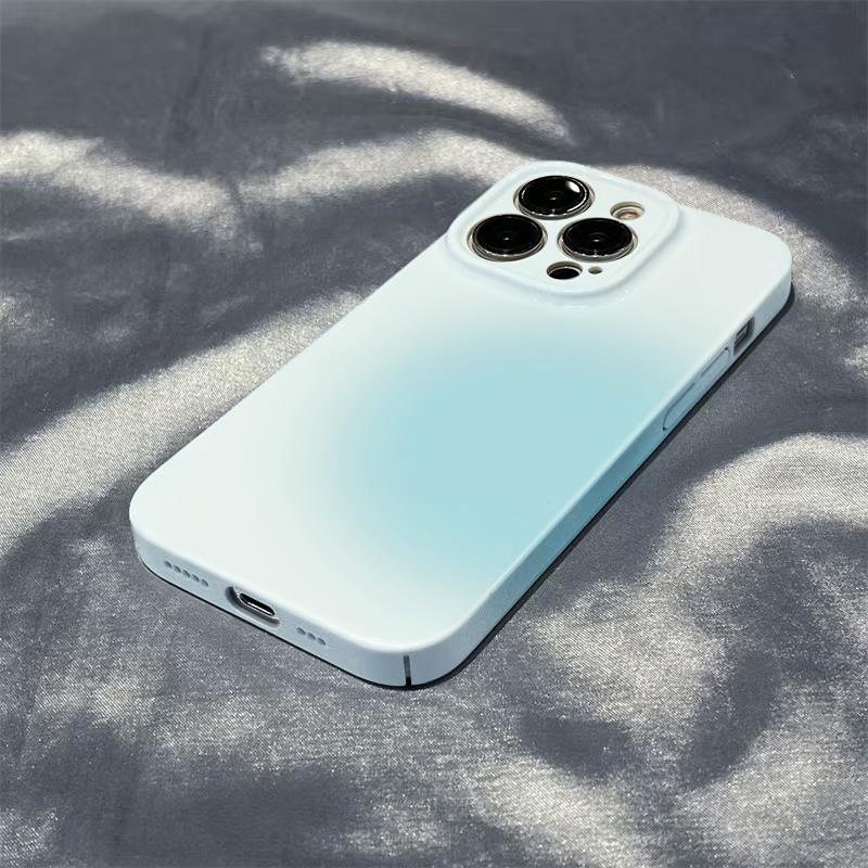 巧壳【苹果15华为OPPOvivo小米】简约蓝色晕染iPhone14菲林手机硬