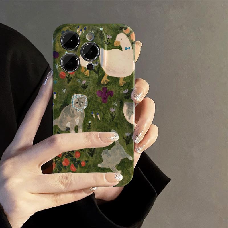 巧壳水墨鸭子苹果15手机壳iphone14promax亮面硬壳1112菲林13pro