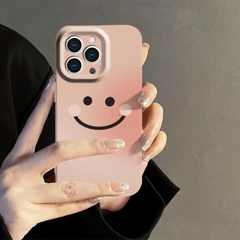 巧壳粉色晕染笑脸适用苹果14手机壳iphone13promax男女12pro菲林