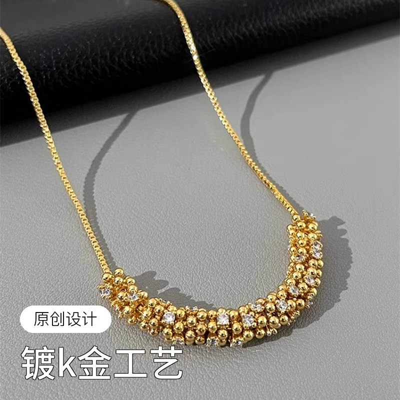 铜合金合成锆石项链 欧美新款时尚轻奢气质高品质项链 简约锁骨链