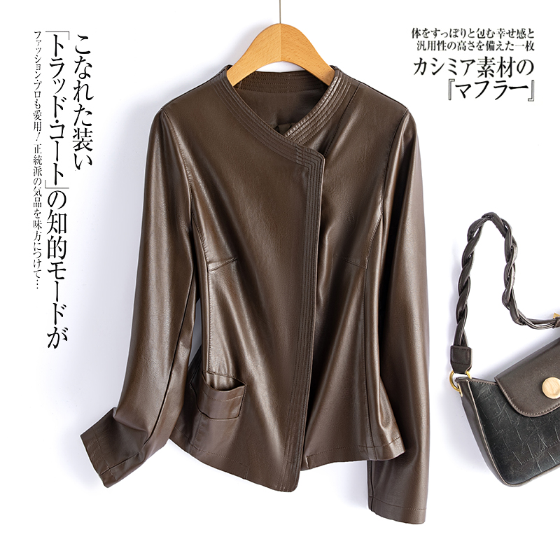 【海宁火火】皮衣女短款韩版秋冬新款显瘦机车皮夹克小外套潮