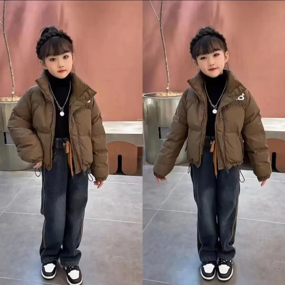 童装潮款YY女童新款冬款服加绒阔腿裤洋气百搭中大童流行外套