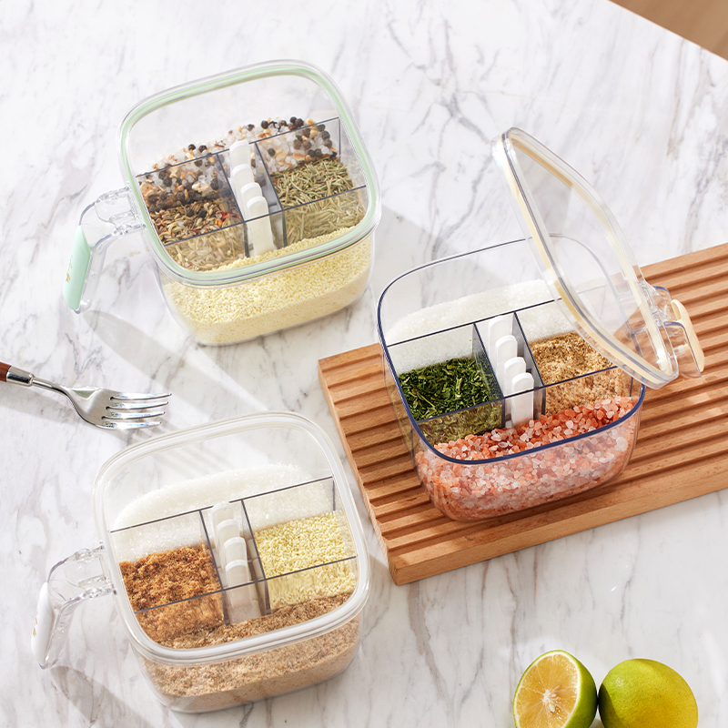 厨房四格调味罐多功能分格调味盒家用调味料组合套装调料盒厨房用