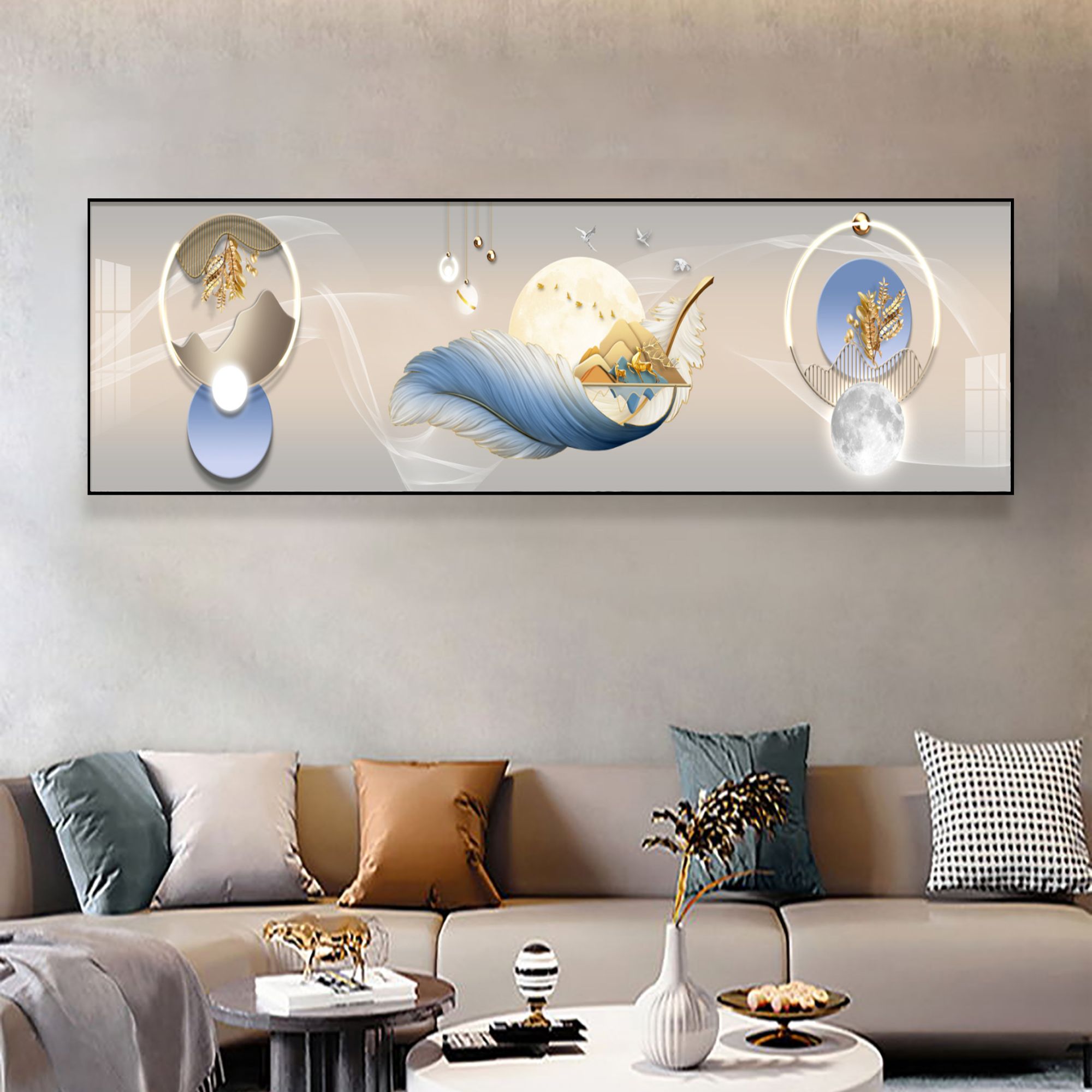 抽象床头装饰画高档墙壁客厅大气床头画卧室挂画上档次轻奢壁画