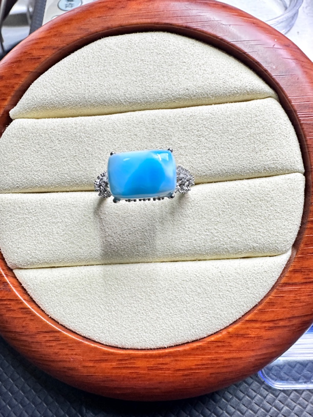 【满天星设计】海纹石高定设计款方戒925镶嵌