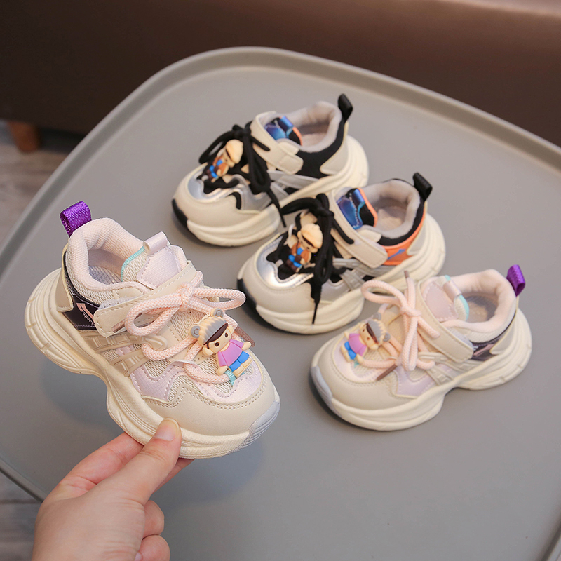 女童运动鞋春秋款小童鞋子儿童2023新款软底防滑网鞋男童宝宝透气