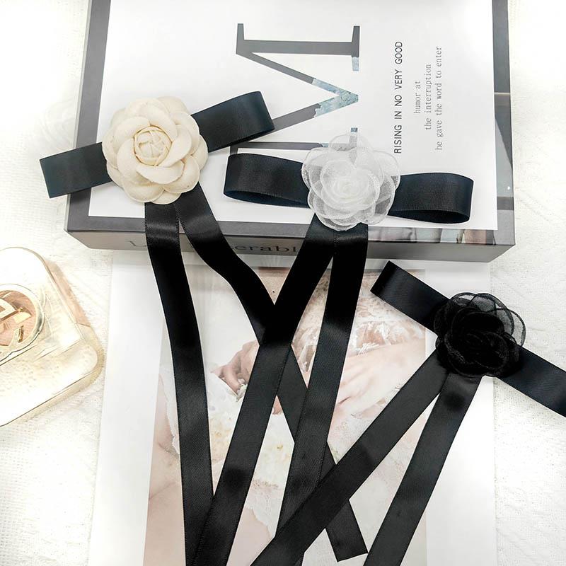 铁合金大理石胸针 山茶花丝带领结衬衣领花胸花学院风胸针蝴蝶结