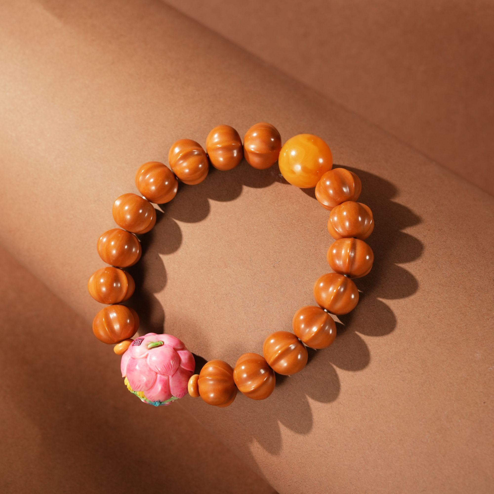 壹加小羊|彩绘猛犸莲花猴头手串