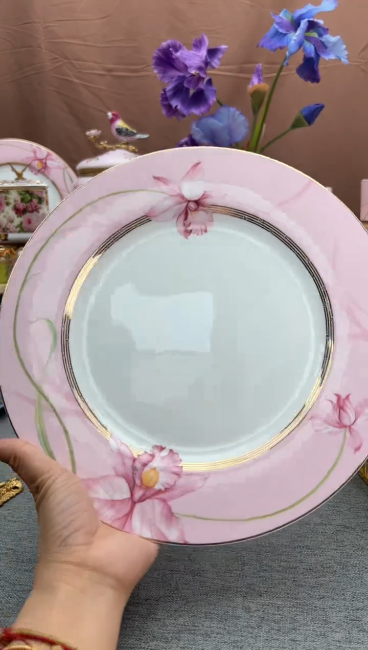 【闪购商品】自然写生卡特兰10.5寸大瓷片，。，。