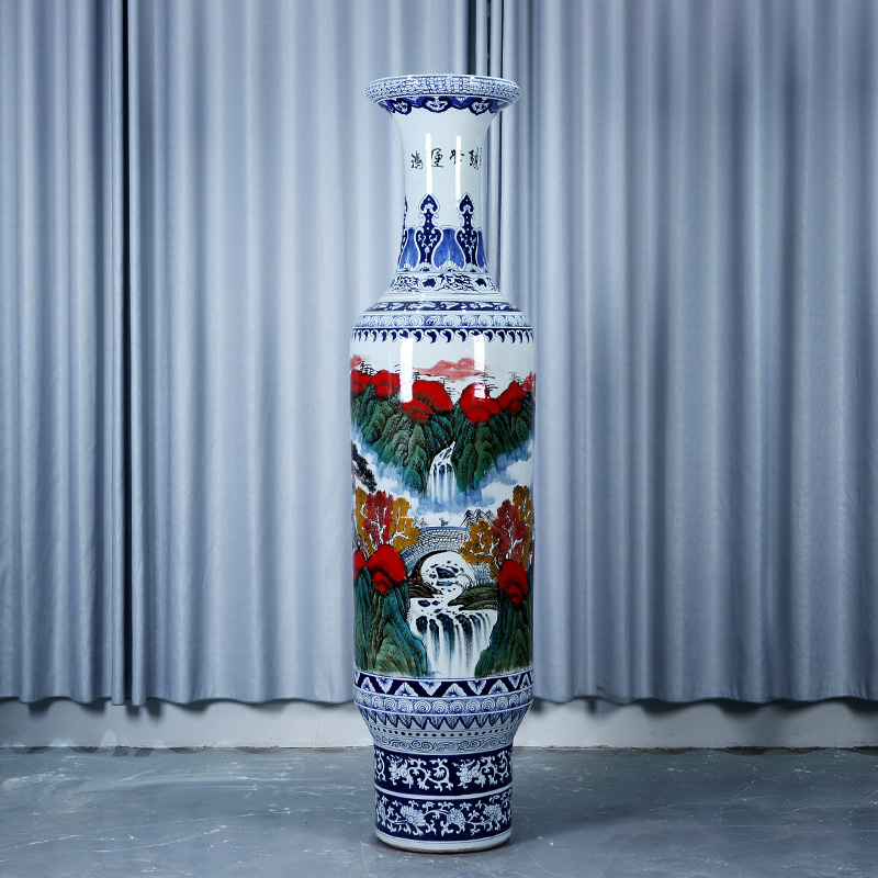 【204号】天浩景德镇陶瓷器手绘青花落地大花瓶客厅插花酒店开业