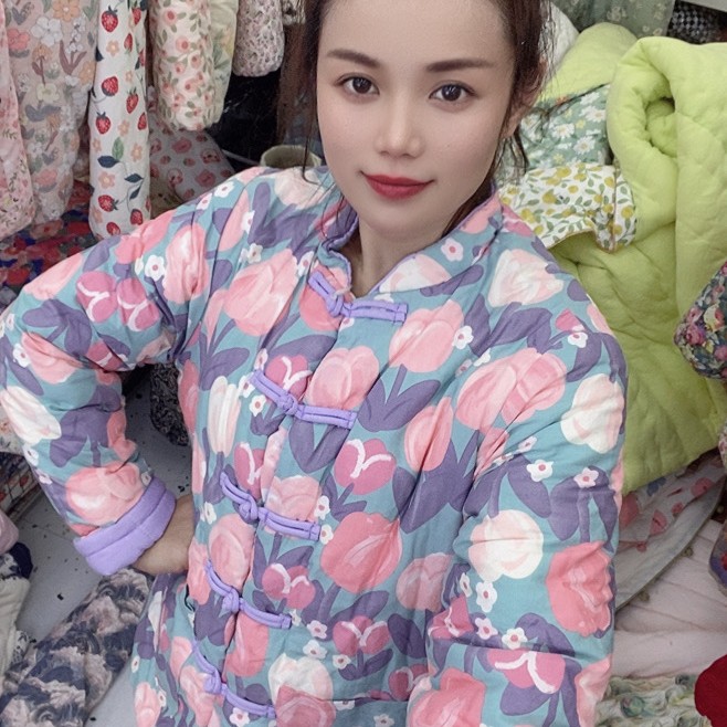 女士对襟盘扣棉花棉袄