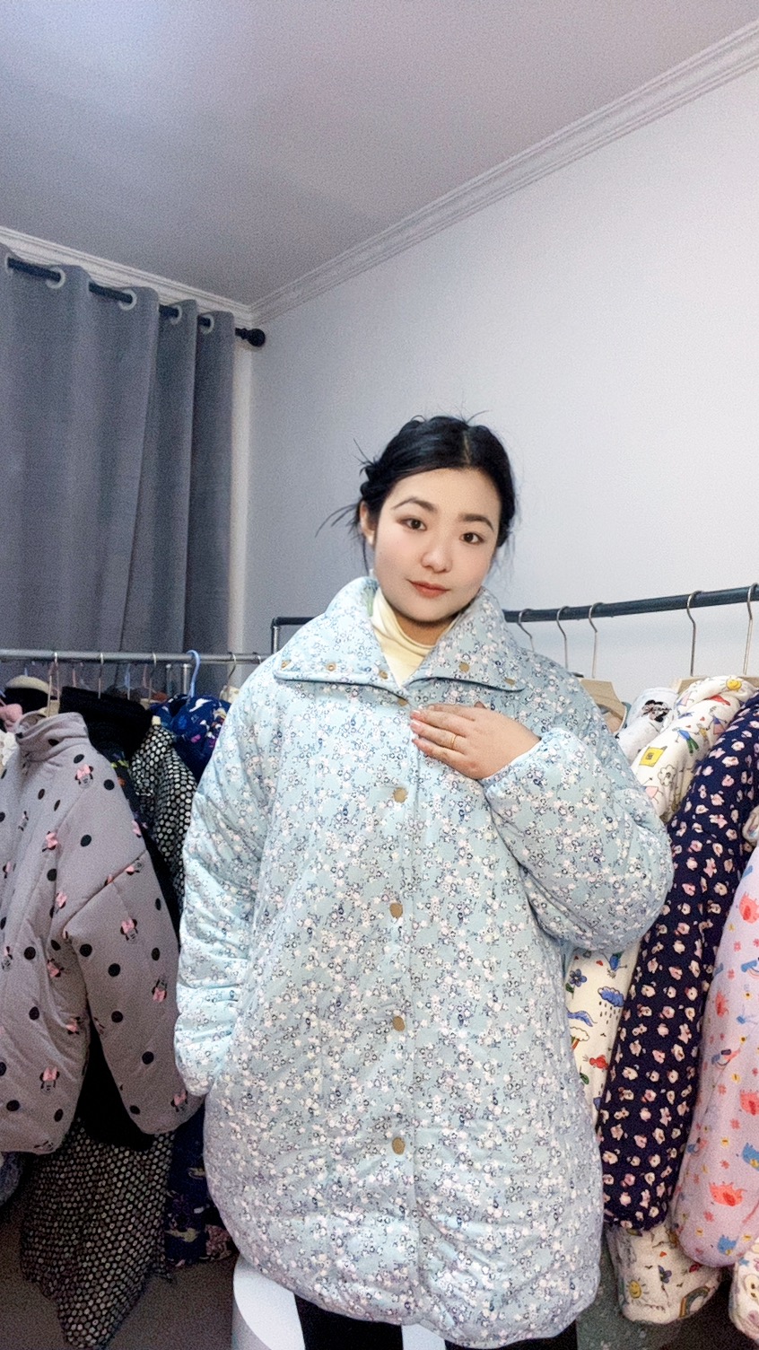 【花花家】新疆棉常规款家居服蓝色底色小花花
