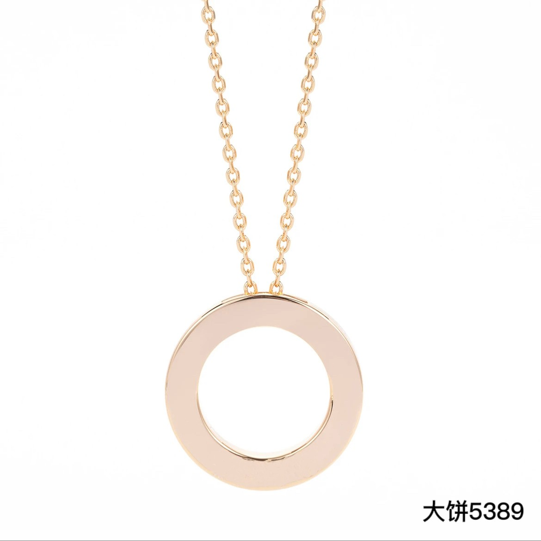 铜合金项链 大饼轻奢时尚锁骨链百搭坠链气质优雅吊坠F395