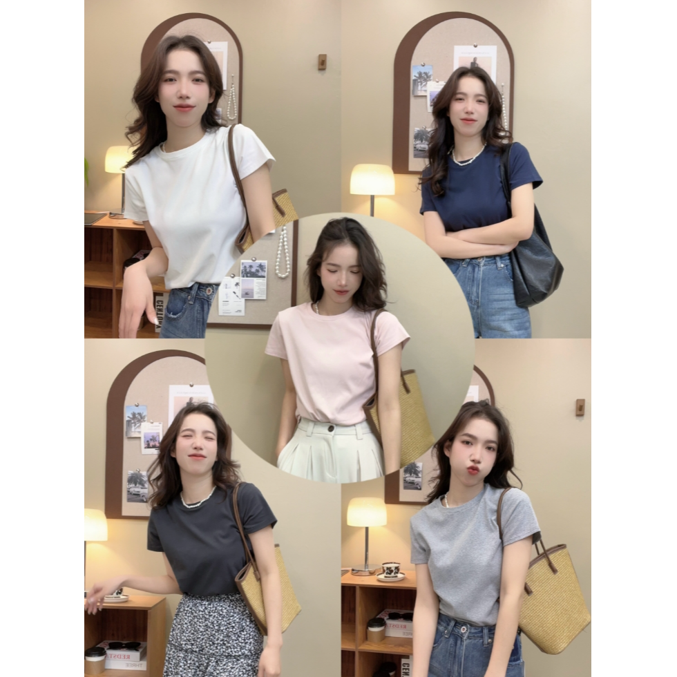 yaoshop/高级时尚纯色净版休闲百搭显瘦短袖T恤（81392）