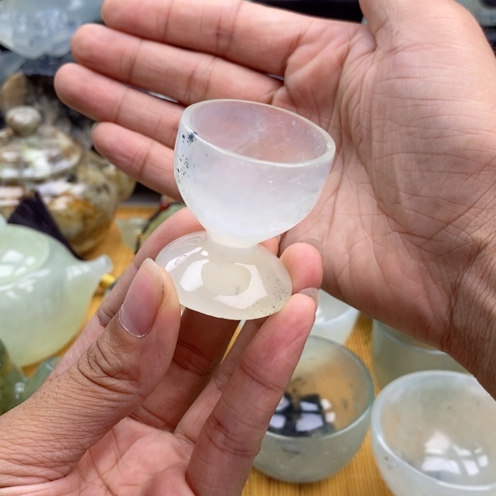 蛇纹石玉四大名玉茶杯未镶嵌