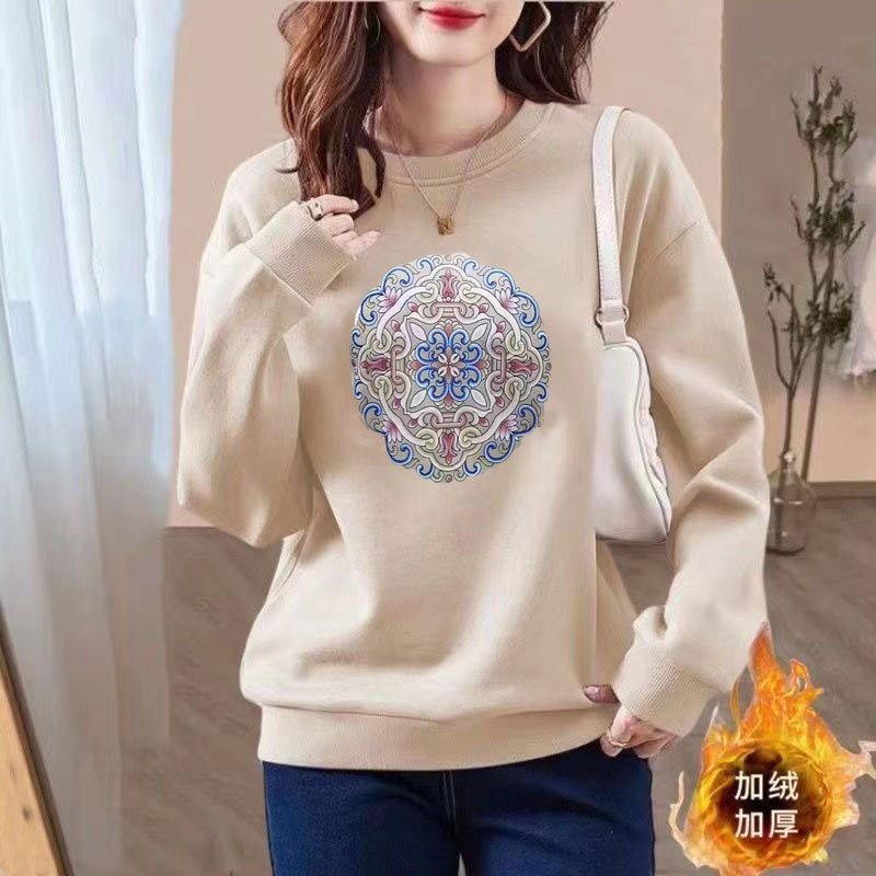 【加绒国潮风】男女同款加绒卫衣休闲宽松卫衣保暖卫衣常规款加绒衣