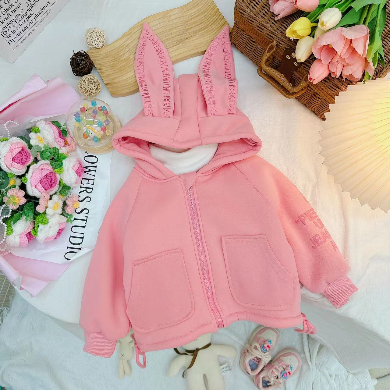 *小朋友最爱* 冬款新款女童甜美可爱兔耳朵连帽休闲外套 D-FC912A