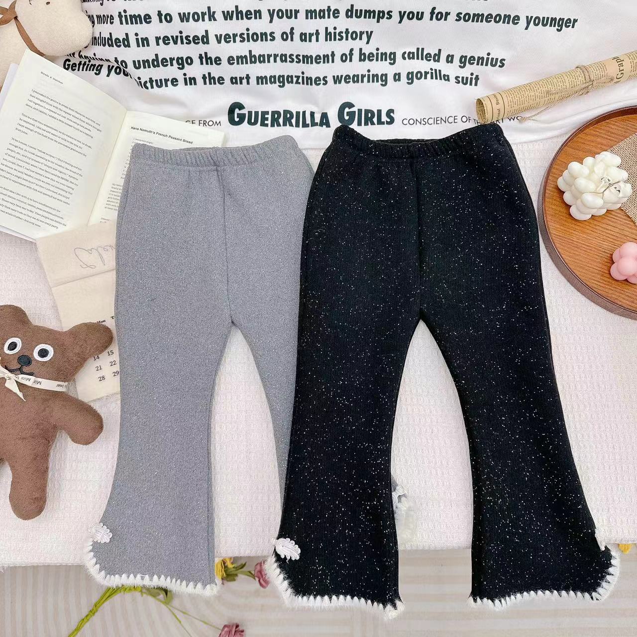 冬款新款女童韩版时尚星空裤开衩加绒裤子  D-CN90