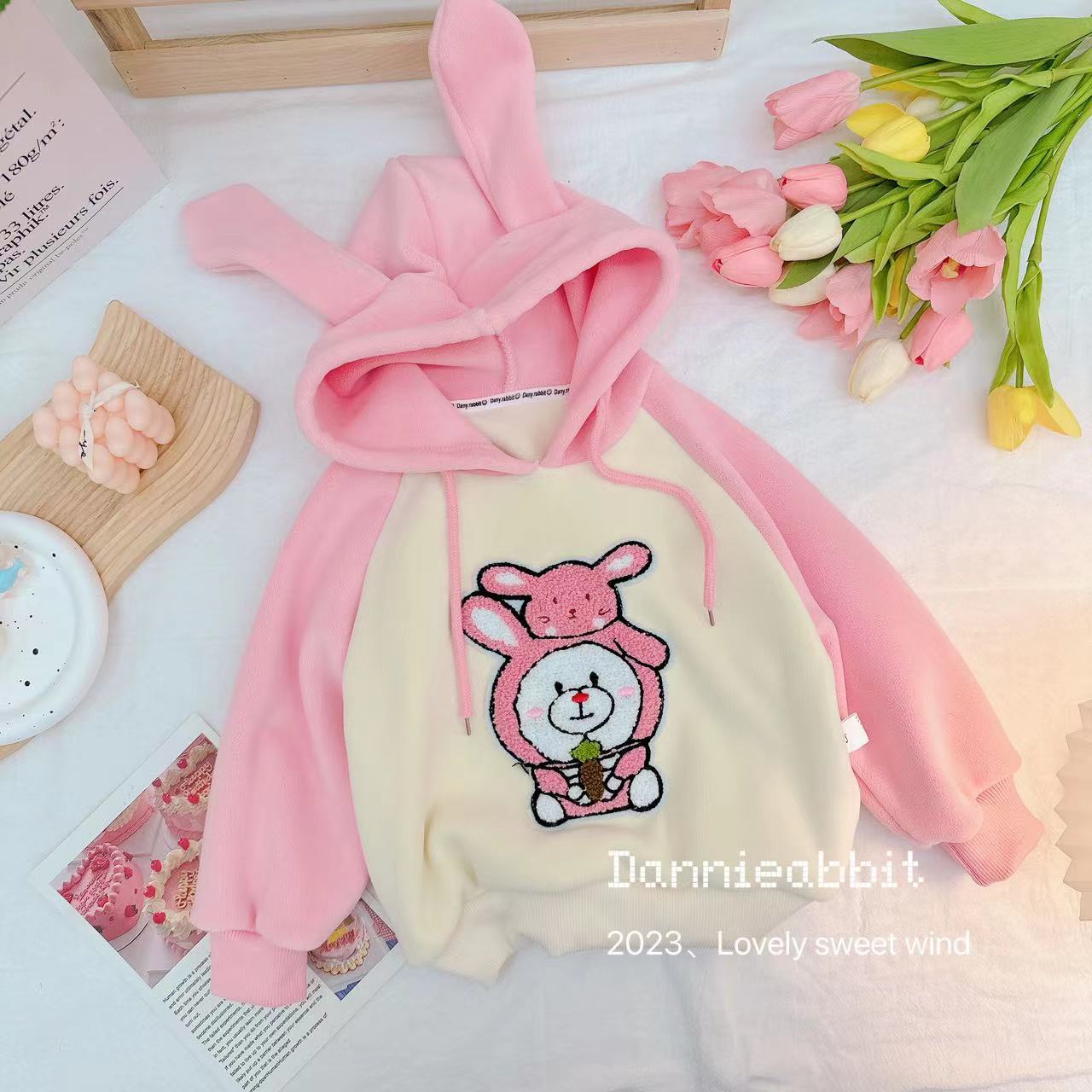 冬款新款女童可爱小兔加绒卫衣.D-CD807