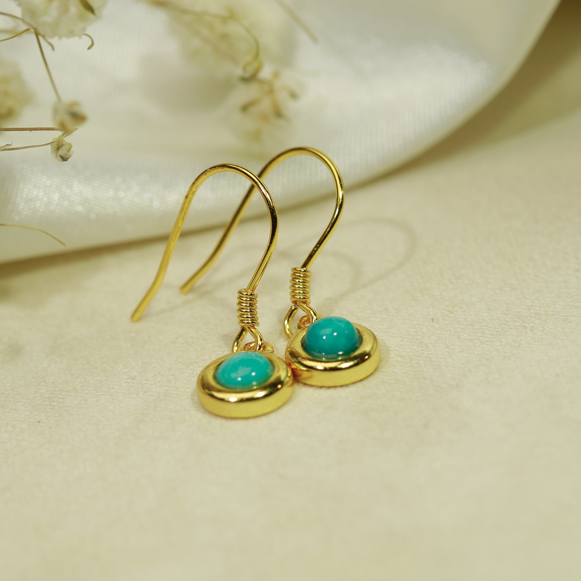 湖北十堰原矿绿松石耳饰精美时尚简约精致百搭耳饰