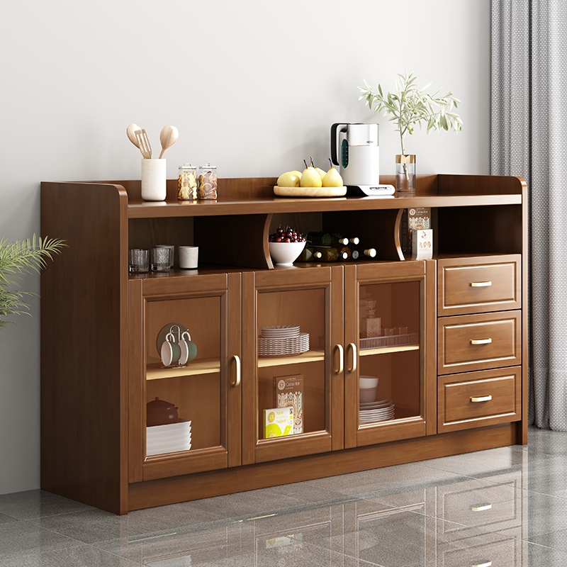 实木餐边柜厨房客厅家用橱柜收纳储物柜置物柜一体靠墙茶水柜碗柜