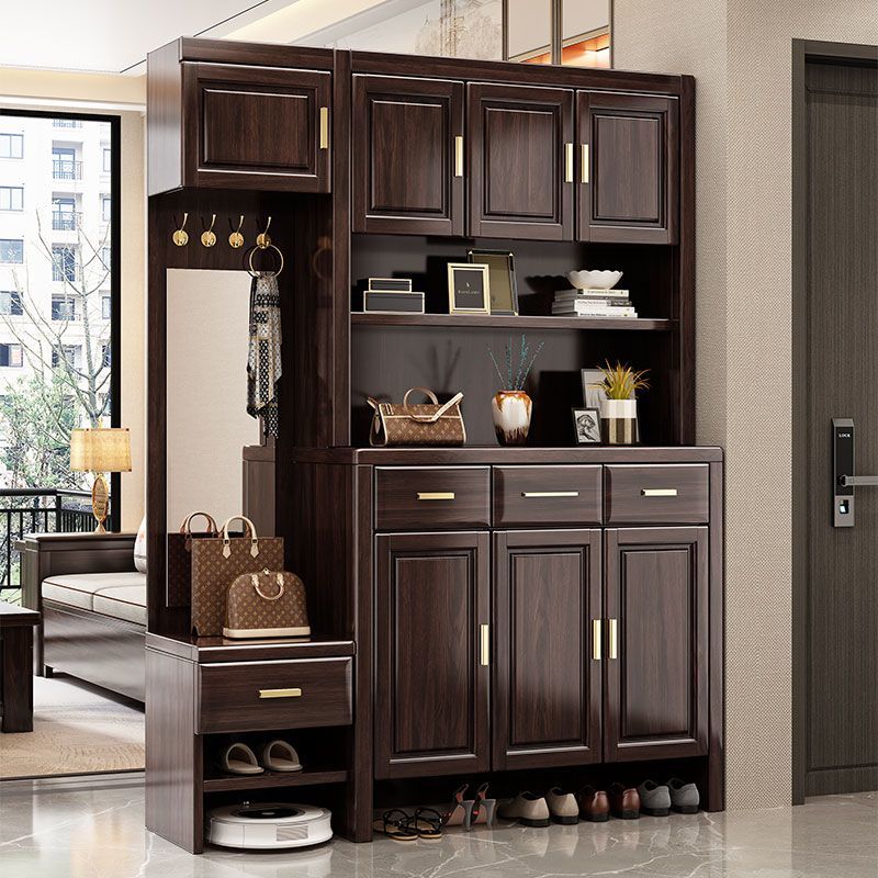 隔断檀木间厅柜入户玄关柜客厅双面轻奢多功能门厅柜家用新中式