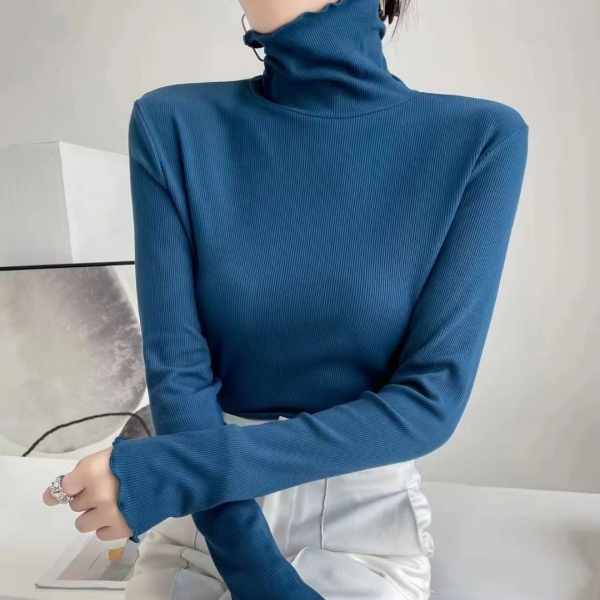 堆堆打底桑蚕丝女春款百搭上衣纯色小个子爆款纯色女长袖修身秋冬