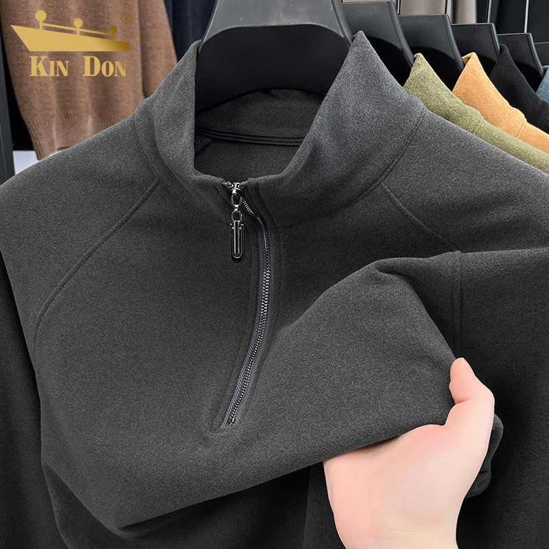 金盾双面德绒打底衫男半拉链秋冬季立领长袖t恤休闲保暖卫衣男款