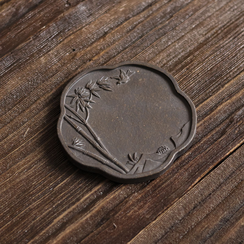 小黑 手工浮雕个性百搭家用竹子杯垫（喜乐S0014）