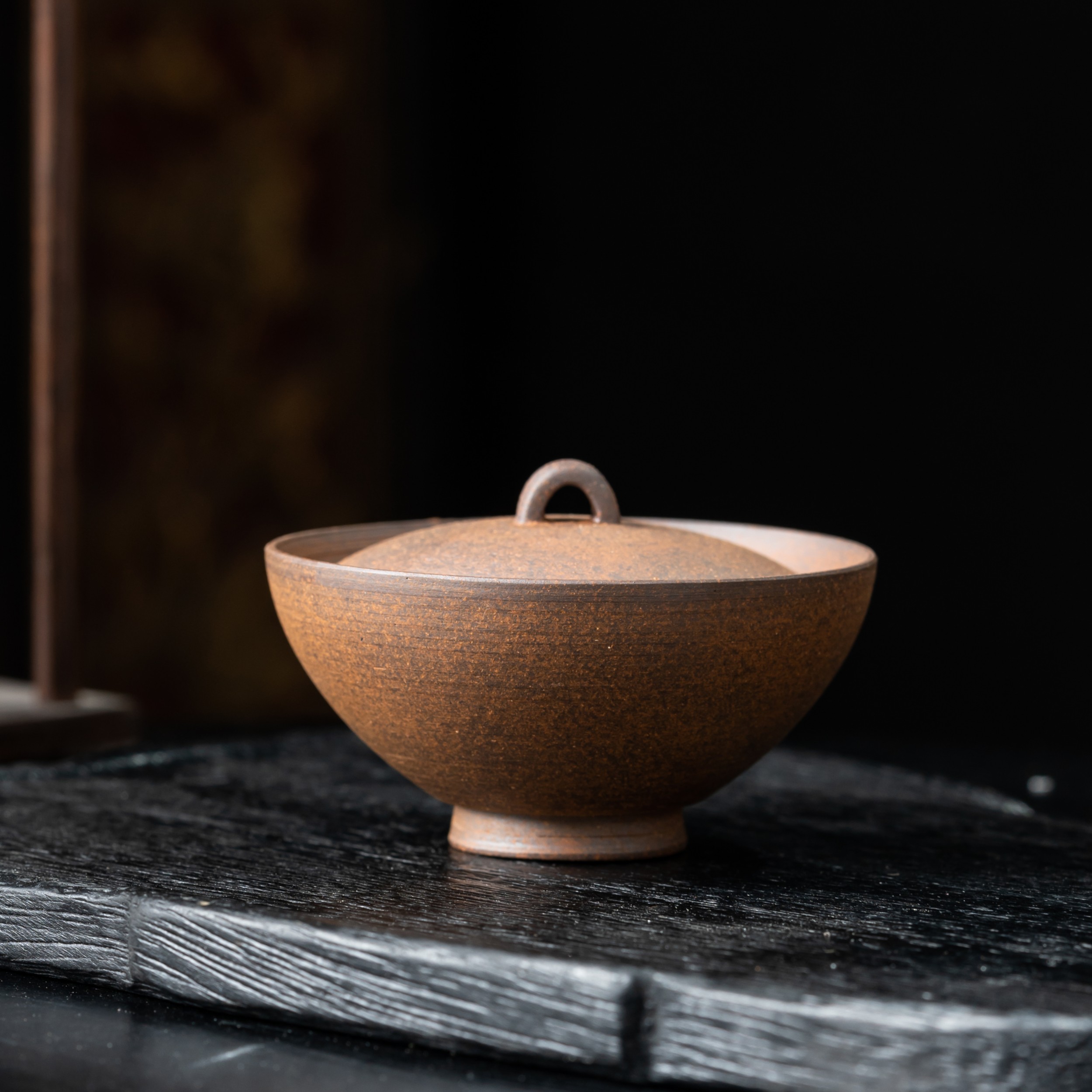 奇遇记 原矿粗陶老岩泥百搭家用个性素烧手工薄胎斗笠小盖碗80cc