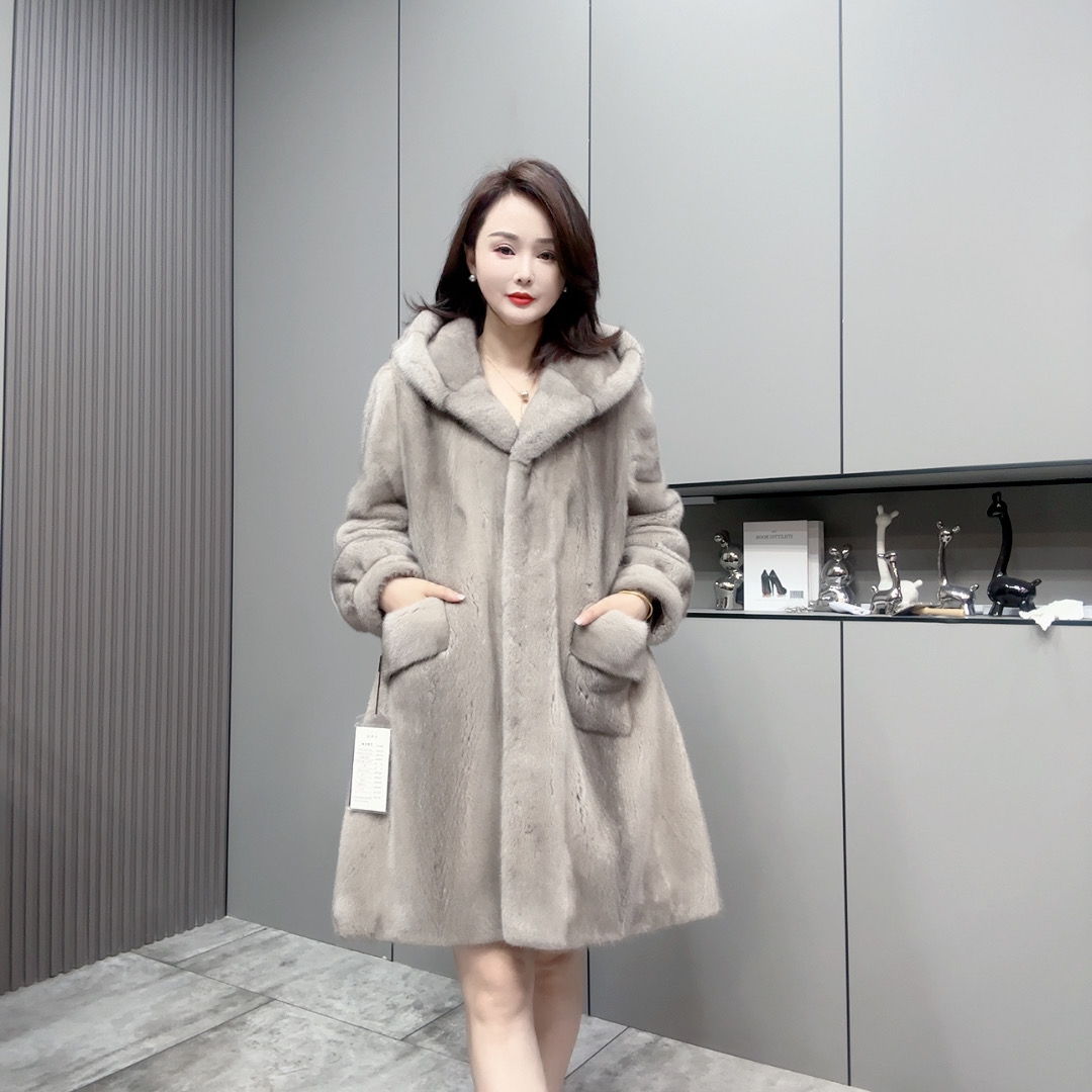 秋冬新款休闲时尚连帽大衣进口丹麦皇冠二短 宽松百搭款