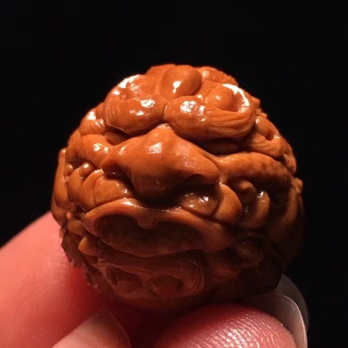 唐狮橄榄核纯手工雕刻正圆瑞兽单粒手串随机发别乱拍