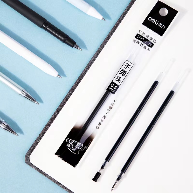 得力S760子弹头中性笔芯0.5mm（黑）（支）